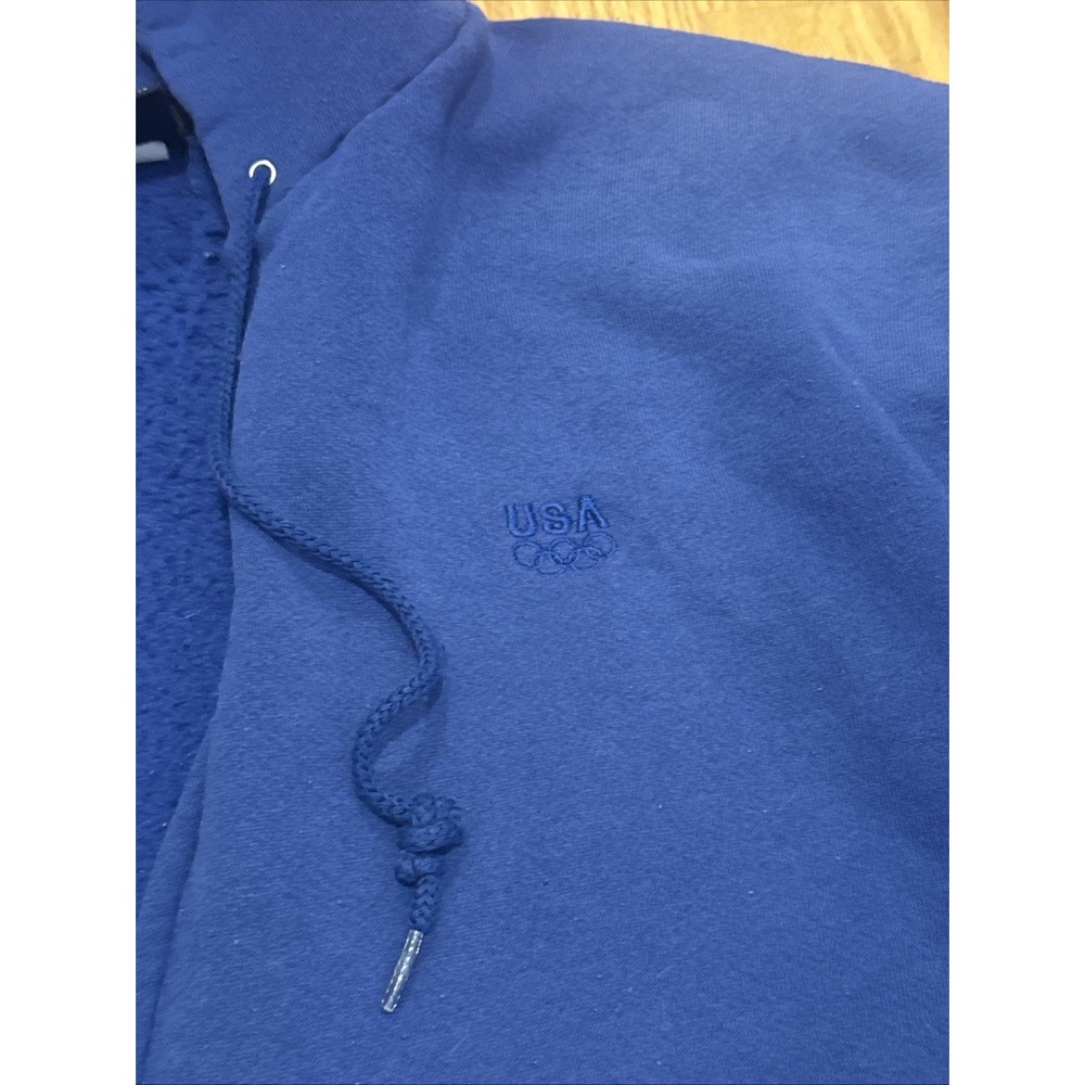 VTG 90s JCPenney USA Olympics Classic Full Zip Hoodie Sweatshirt Adult L Blue‎